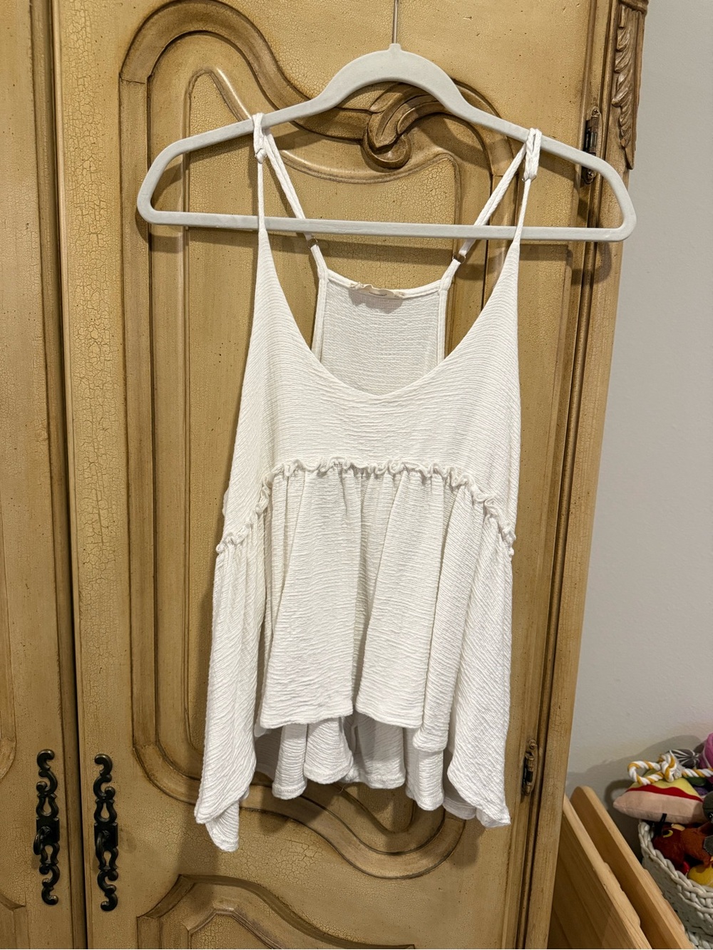 Altar'd State White Textured Tiered Tie-Strap Camisole